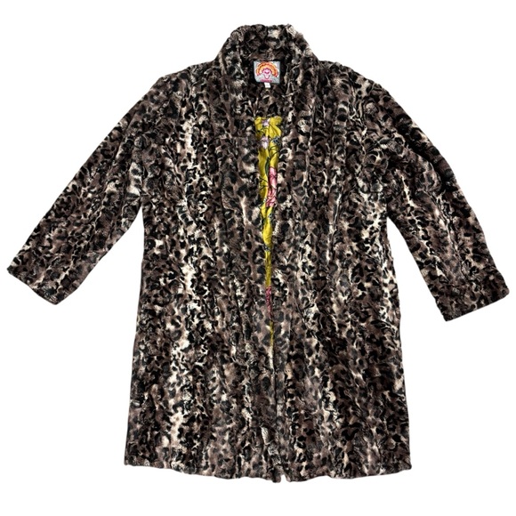 Johnny Was | Brown Leopard Animal Print Faux Fur Open Front Coat - Picture 2 of 9